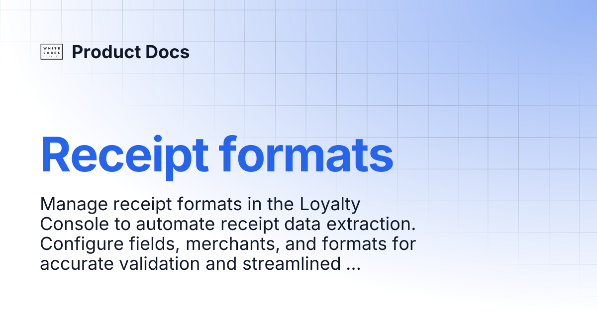 Receipt formats | Product Docs